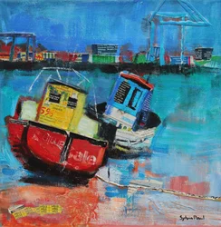 Two Jolly Fishing Boats 2012, akrilpapír kollázs